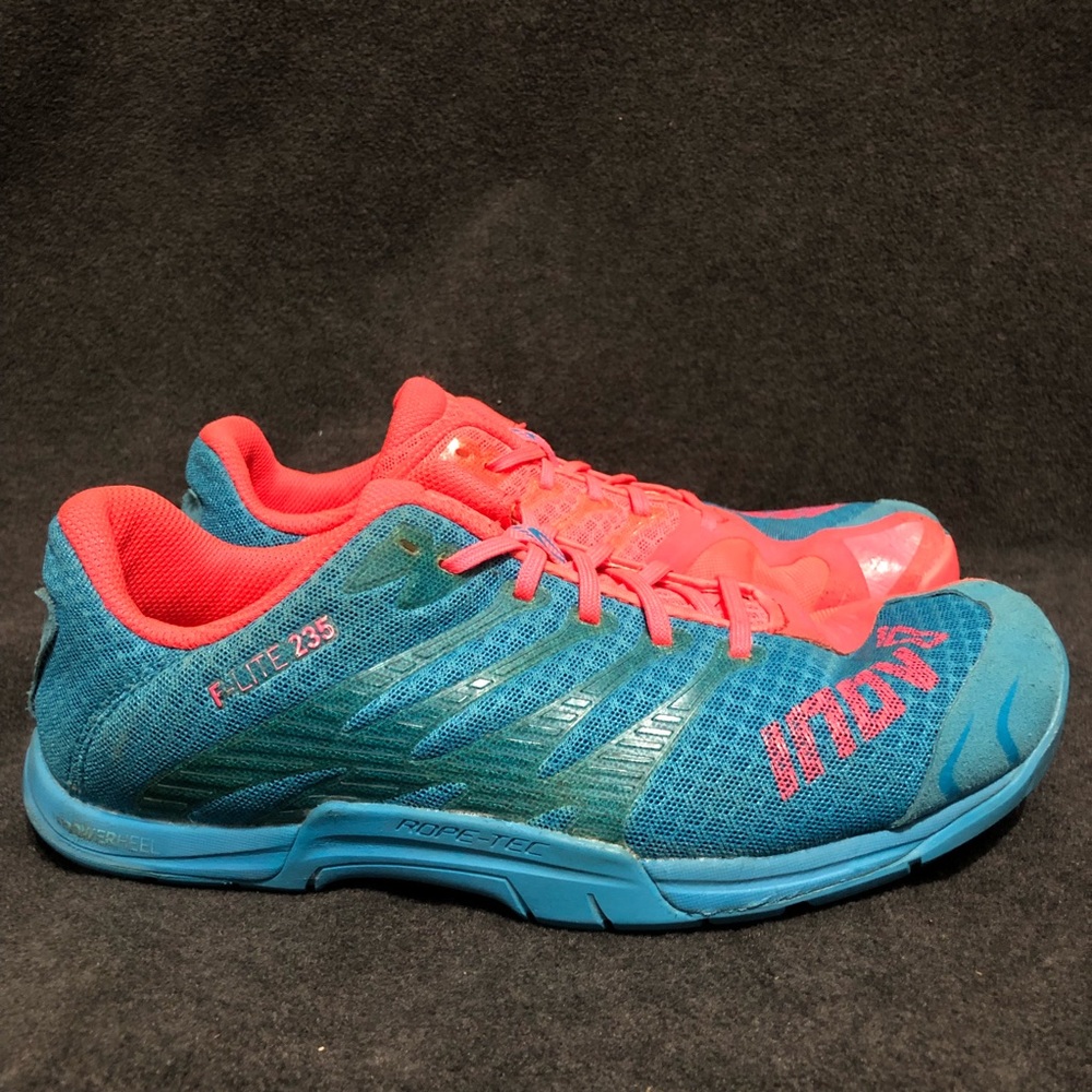 Inov8 F Lite 235 Rope Tec Womens Size 8.5 Blue Pink Coral Training Running Shoes